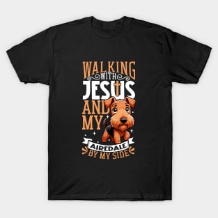 Jesus and dog - Airedale Terrier T-Shirt